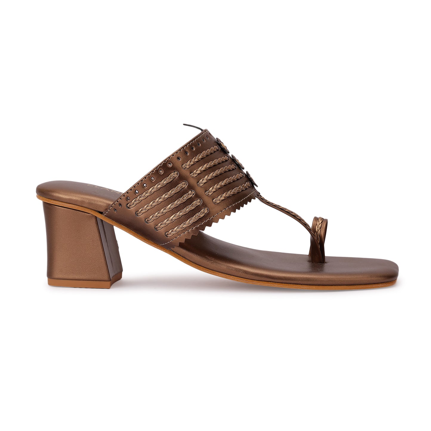 Tamrashri Kohlapuri Block Heel- Antique