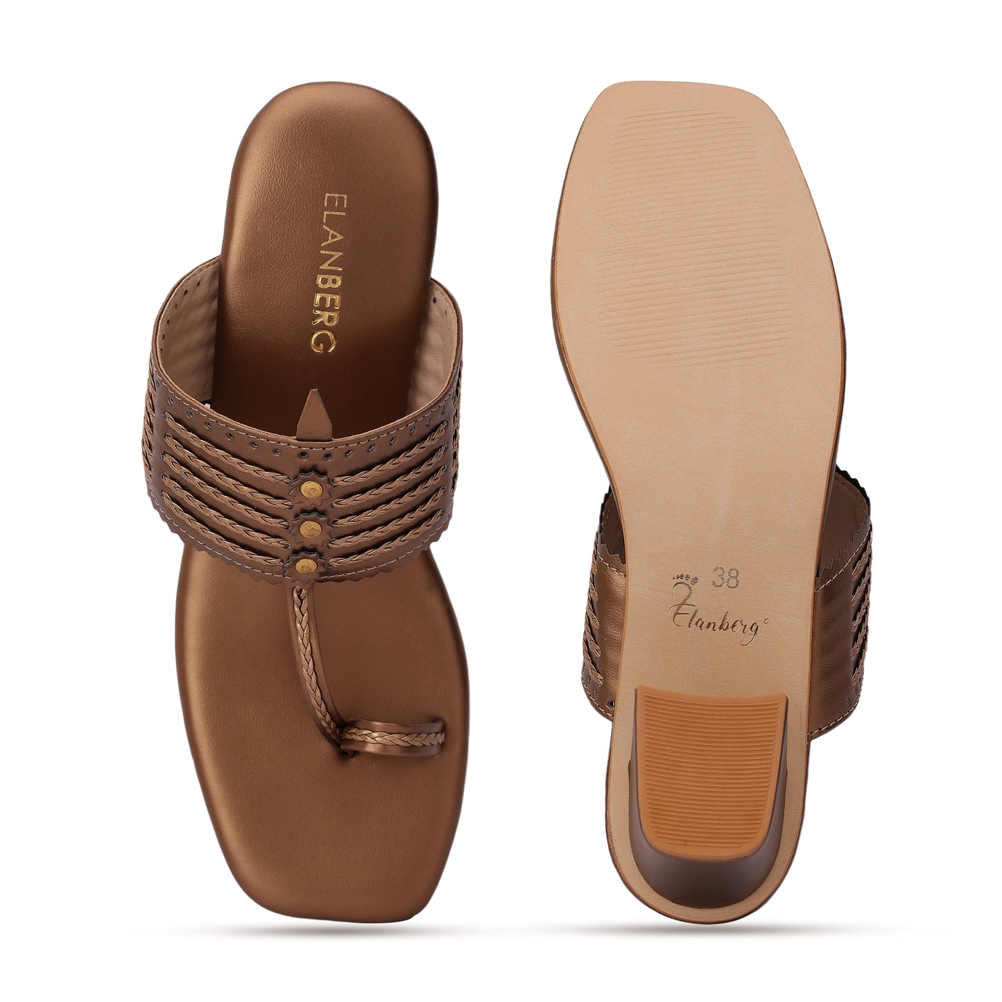 Tamrashri Kohlapuri Block Heel- Antique