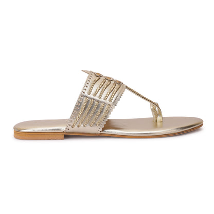 Svarini Kohlapuri Flat- Gold