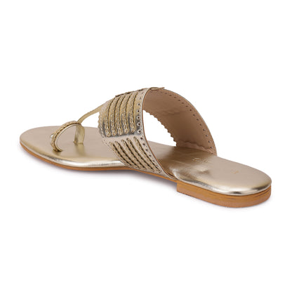 Svarini Kohlapuri Flat- Gold
