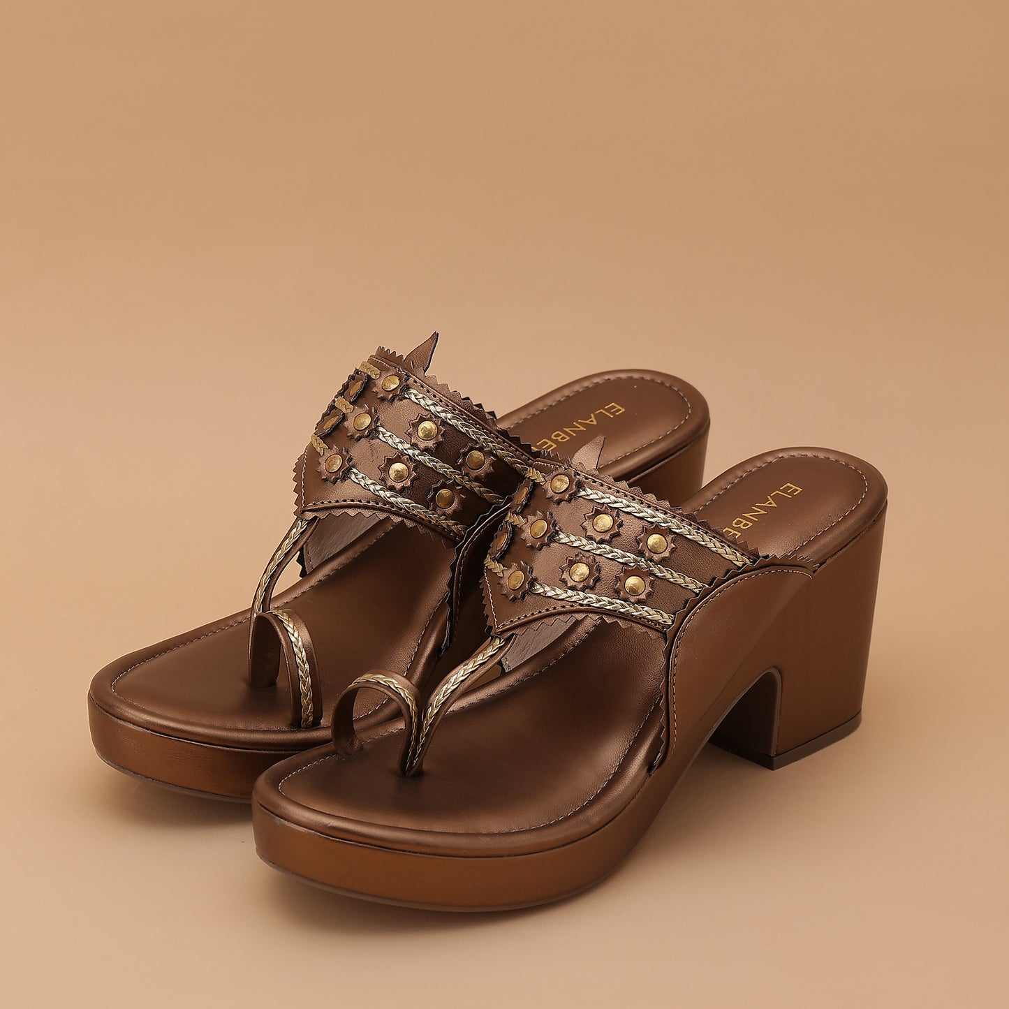 Hemangi Kohlapuri Block Heel- Antique