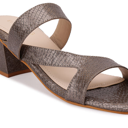 Barkley Asymmetrical Strap Block Heel- Mouse Grey