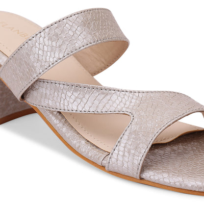 Caldera Asymmetrical Strap Block Heel- Grey