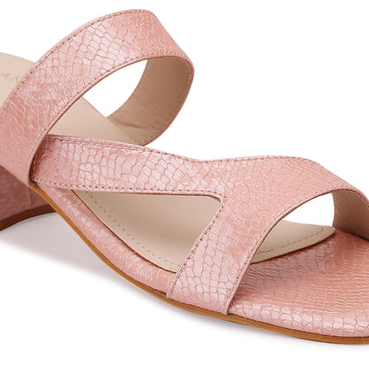 Florisse  Asymmetrical Strap Block Heel- Blush Pink