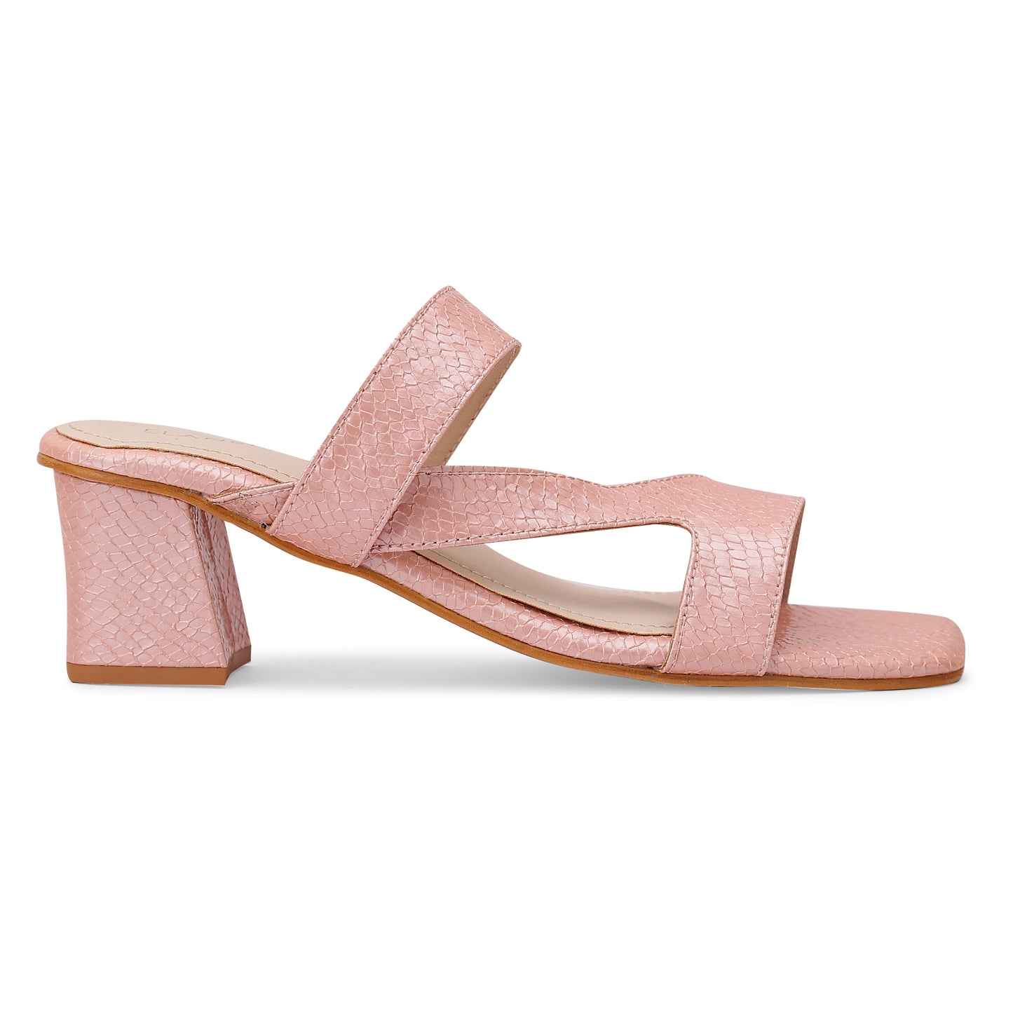 Florisse  Asymmetrical Strap Block Heel- Blush Pink