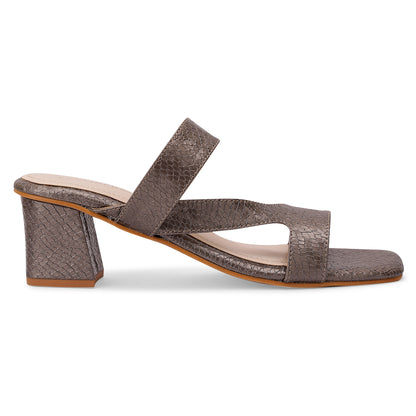 Barkley Asymmetrical Strap Block Heel- Mouse Grey