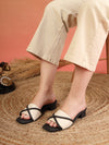 Noirix Corded Criss-Cross Block Heel- Black