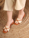 Solara Corded Criss-Cross Block Heel- Tan