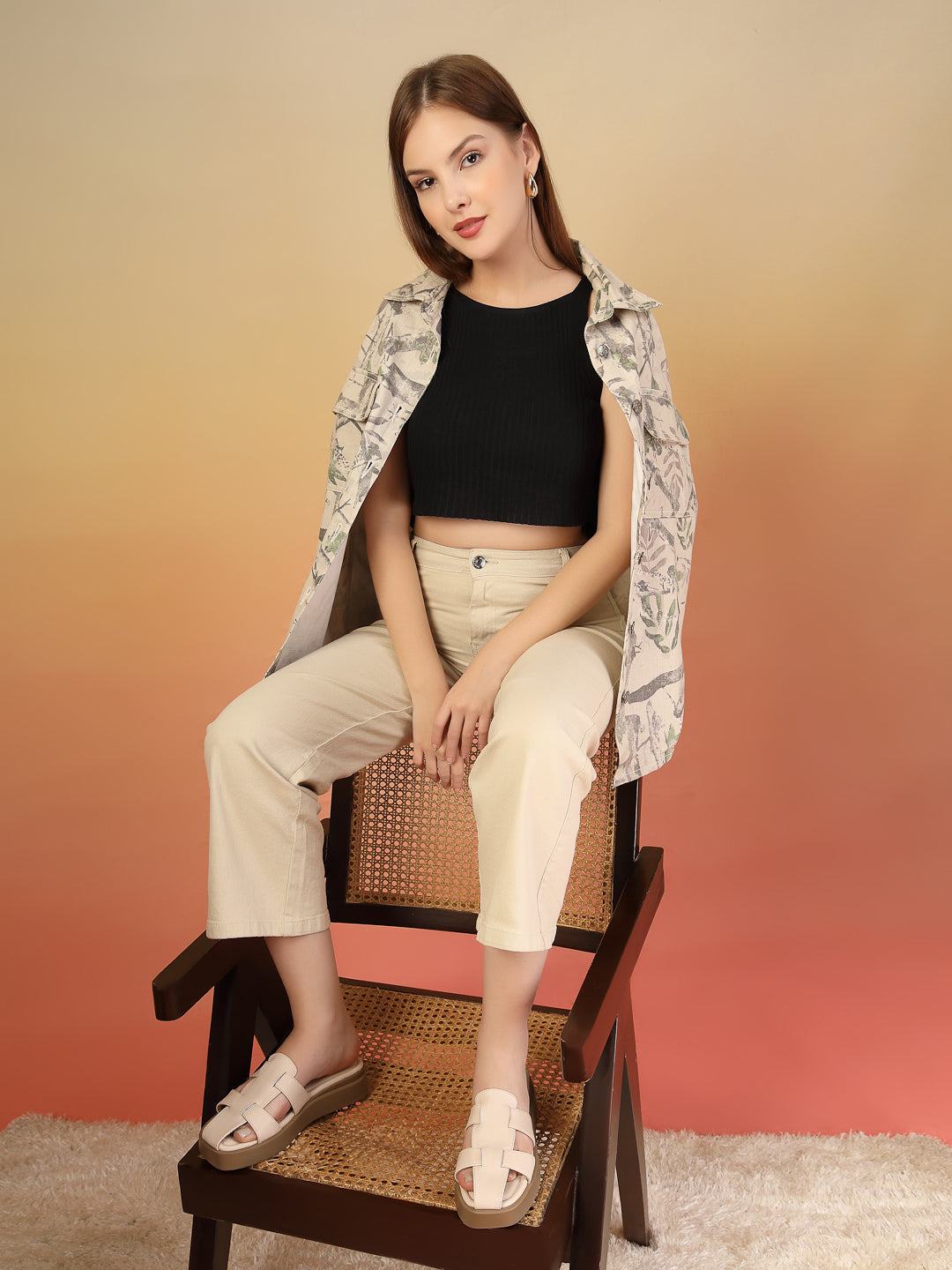 Ivoria - StructuredIvory Beige Cross-Strap Platform Slides (Taupe Sole Edition)