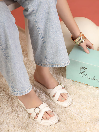 Eira - White Buckle Strap Platform Heel (Minimal Chic Edition)