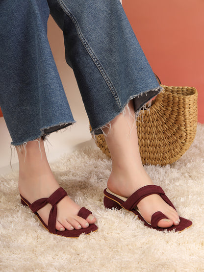 Veloura - Women’s Suede Cherry Knot (Strap  Rounded Block Heel)