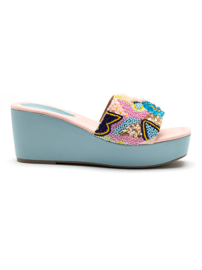 Florenca - Multicolor Embroidered Wedge Heels (Festive Bloom)