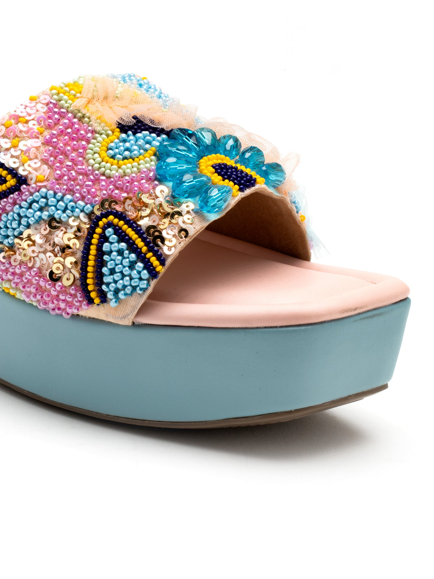 Florenca - Multicolor Embroidered Wedge Heels (Festive Bloom)