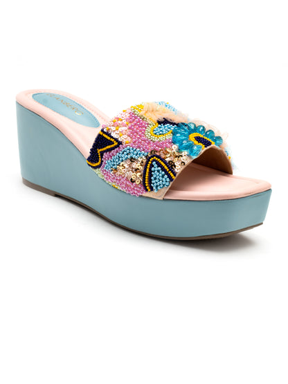 Florenca - Multicolor Embroidered Wedge Heels (Festive Bloom)