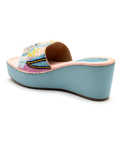 Florenca - Multicolor Embroidered Wedge Heels (Festive Bloom)