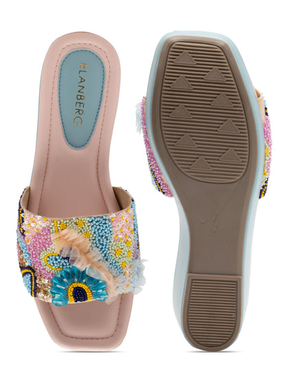 Florenca - Multicolor Embroidered Wedge Heels (Festive Bloom)