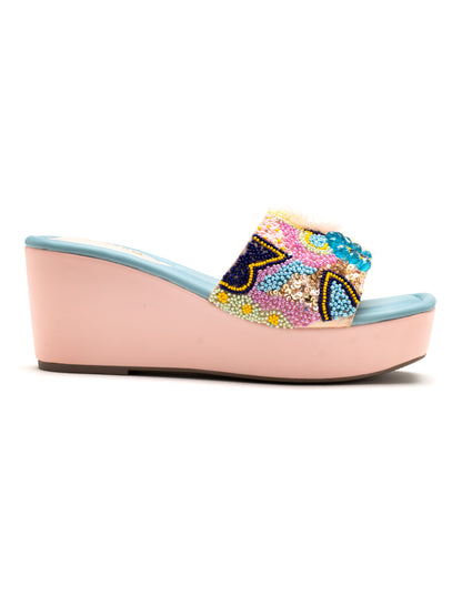Vivenza - Multicolor Embroidered Wedge Heels (Vivid Bloom)