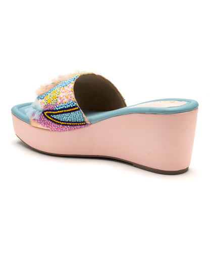 Vivenza - Multicolor Embroidered Wedge Heels (Vivid Bloom)