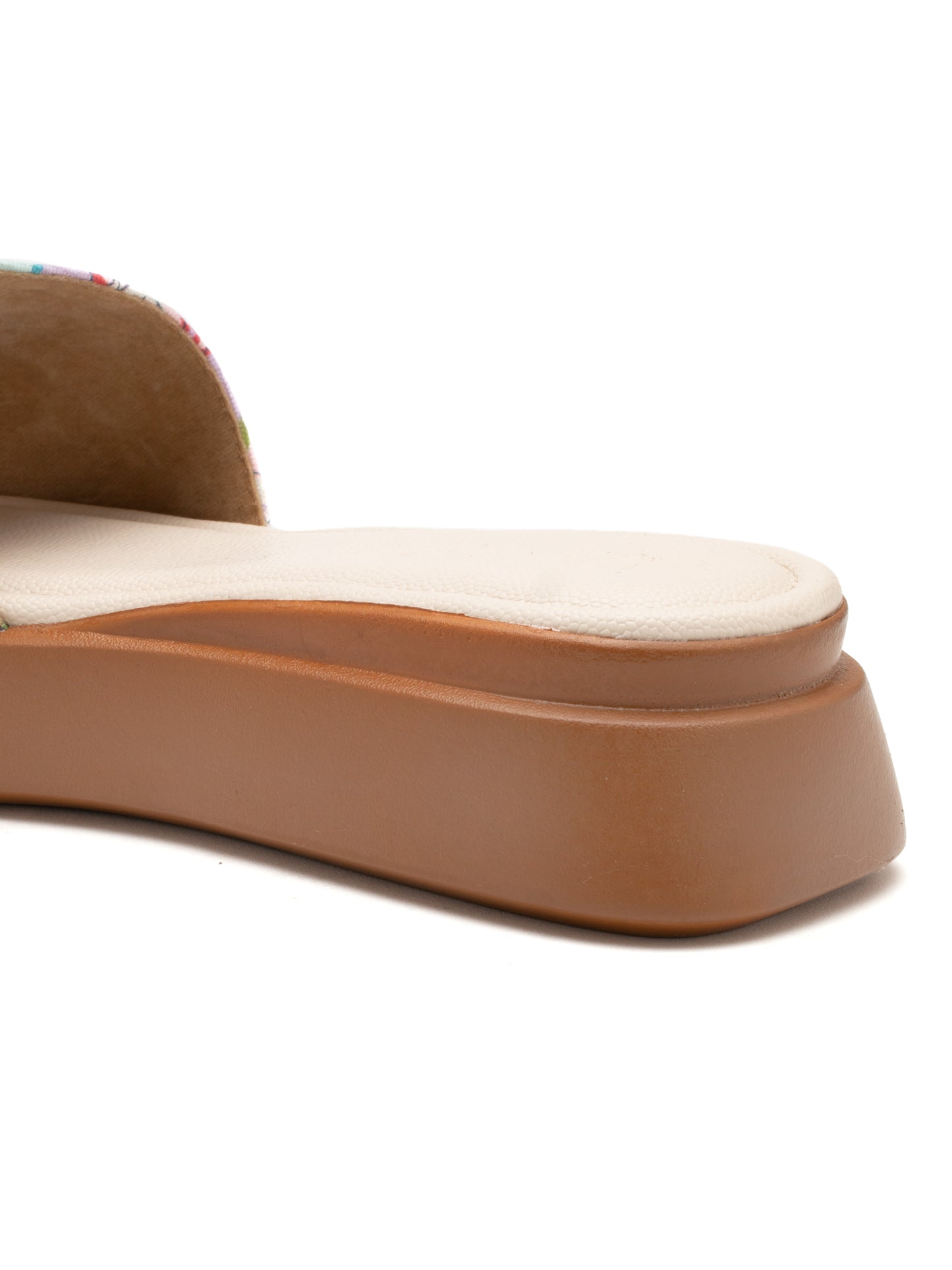 Floranza - Embroidered Floral Platform Slides (Multicolor)