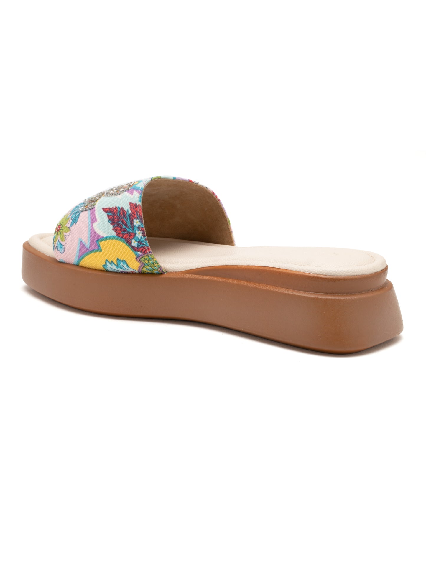 Floranza - Embroidered Floral Platform Slides (Multicolor)