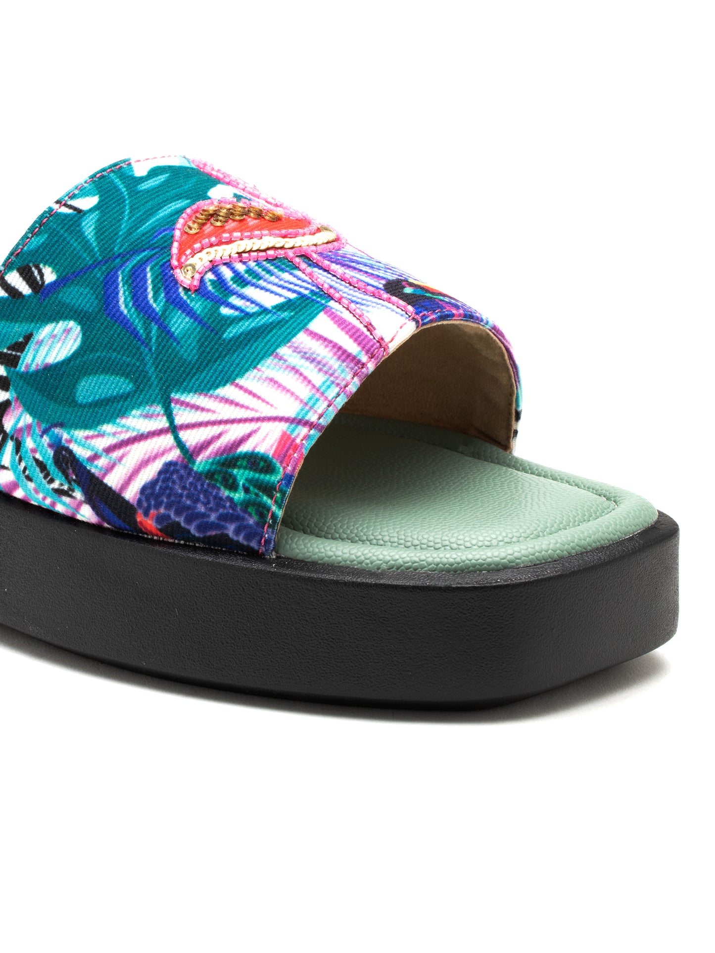 Flamora - Tropical Print Platform Slides (Flamingo Edition)