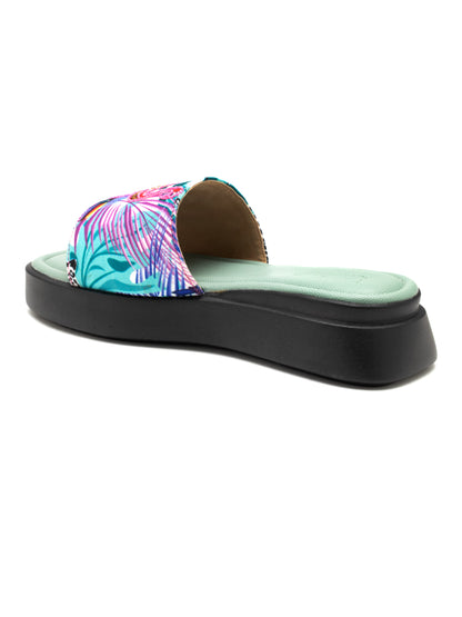 Flamora - Tropical Print Platform Slides (Flamingo Edition)