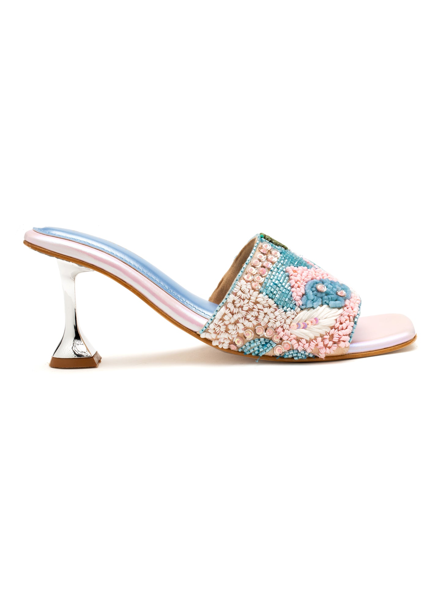 Pastelia - Embroidered Stiletto Heels (Pastel Beads & Metallic Base)