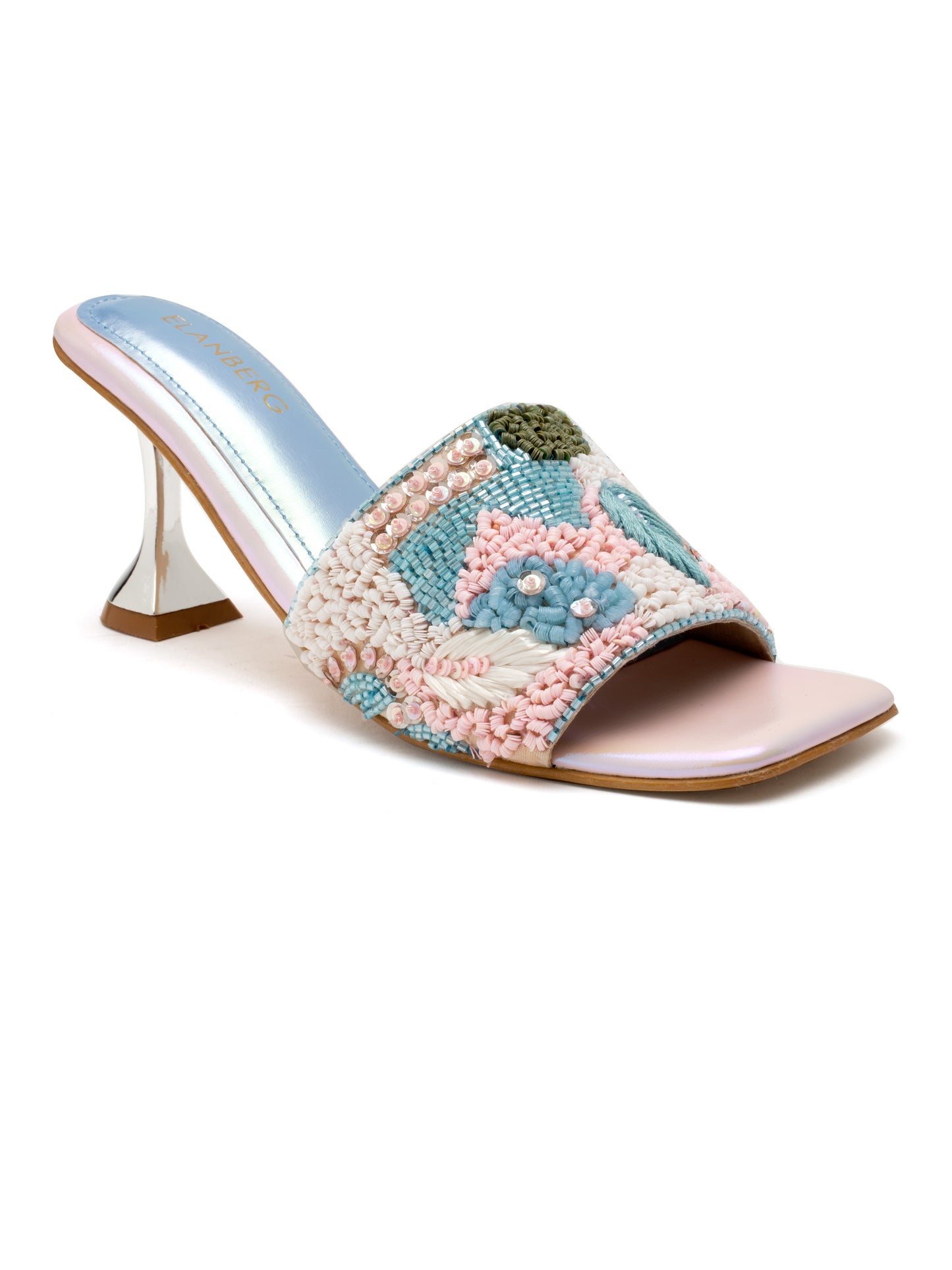 Pastelia - Embroidered Stiletto Heels (Pastel Beads & Metallic Base)