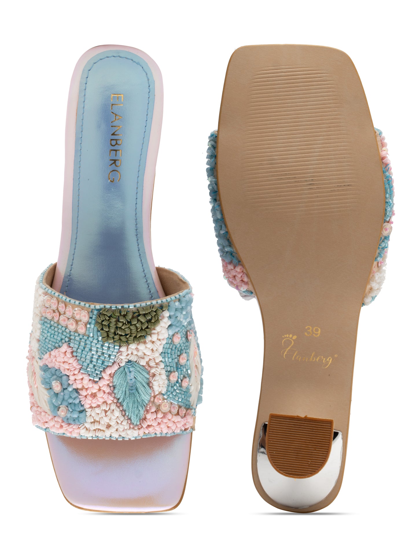 Pastelia - Embroidered Stiletto Heels (Pastel Beads & Metallic Base)