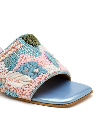 Serenique - Embroidered Stiletto Heels (Pastel Beads & Metallic Basey)