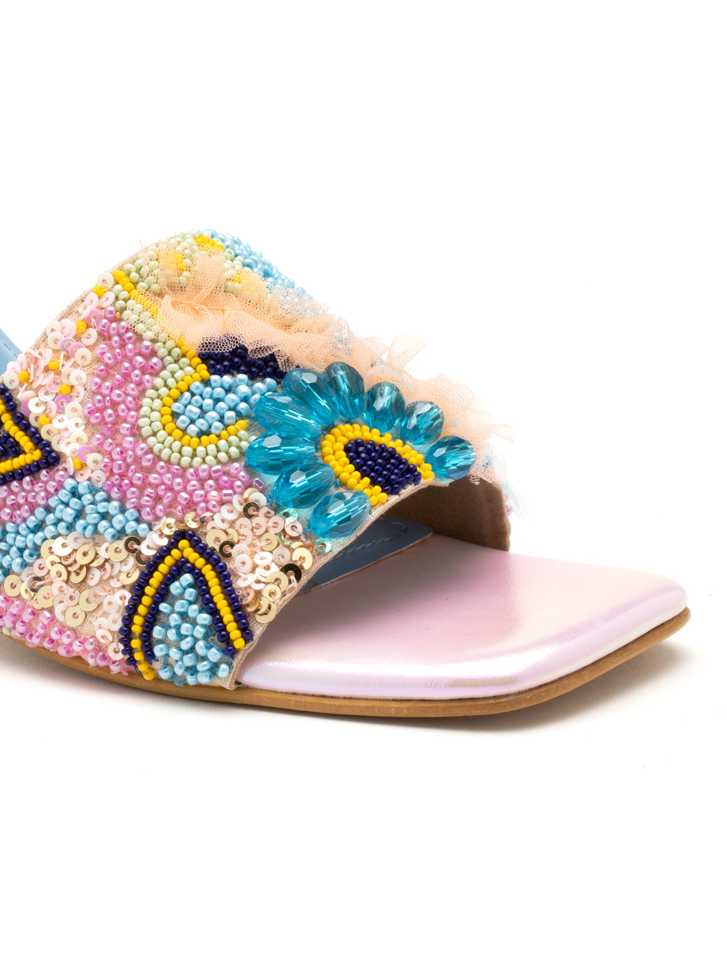 Zyra - Multicolor Embroidered Stiletto Heels (Rose Gold Heel Edition)