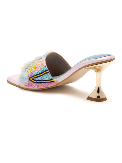 Zyra - Multicolor Embroidered Stiletto Heels (Rose Gold Heel Edition)