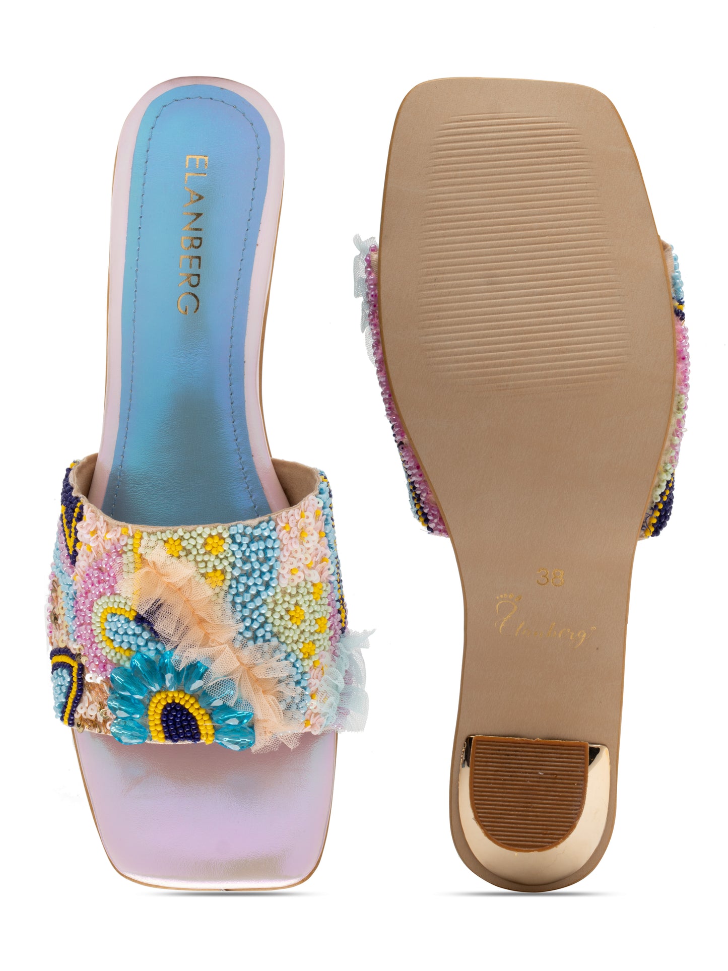 Zyra - Multicolor Embroidered Stiletto Heels (Rose Gold Heel Edition)