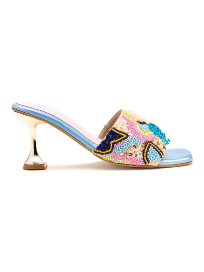 Veyra - Multicolor Embroidered Stiletto Heels (Rose Gold Heel Edition)