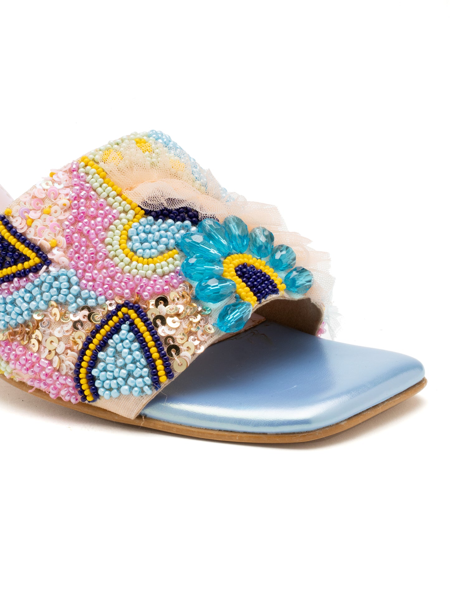 Veyra - Multicolor Embroidered Stiletto Heels (Rose Gold Heel Edition)