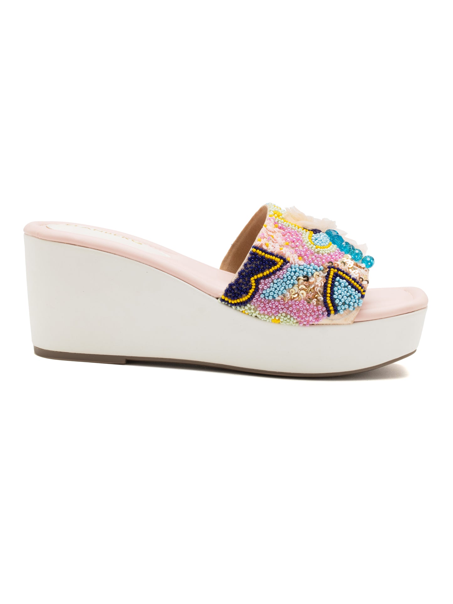 Auroria - Multicolor Embroidered Wedge Heels (Pastel Bloom)