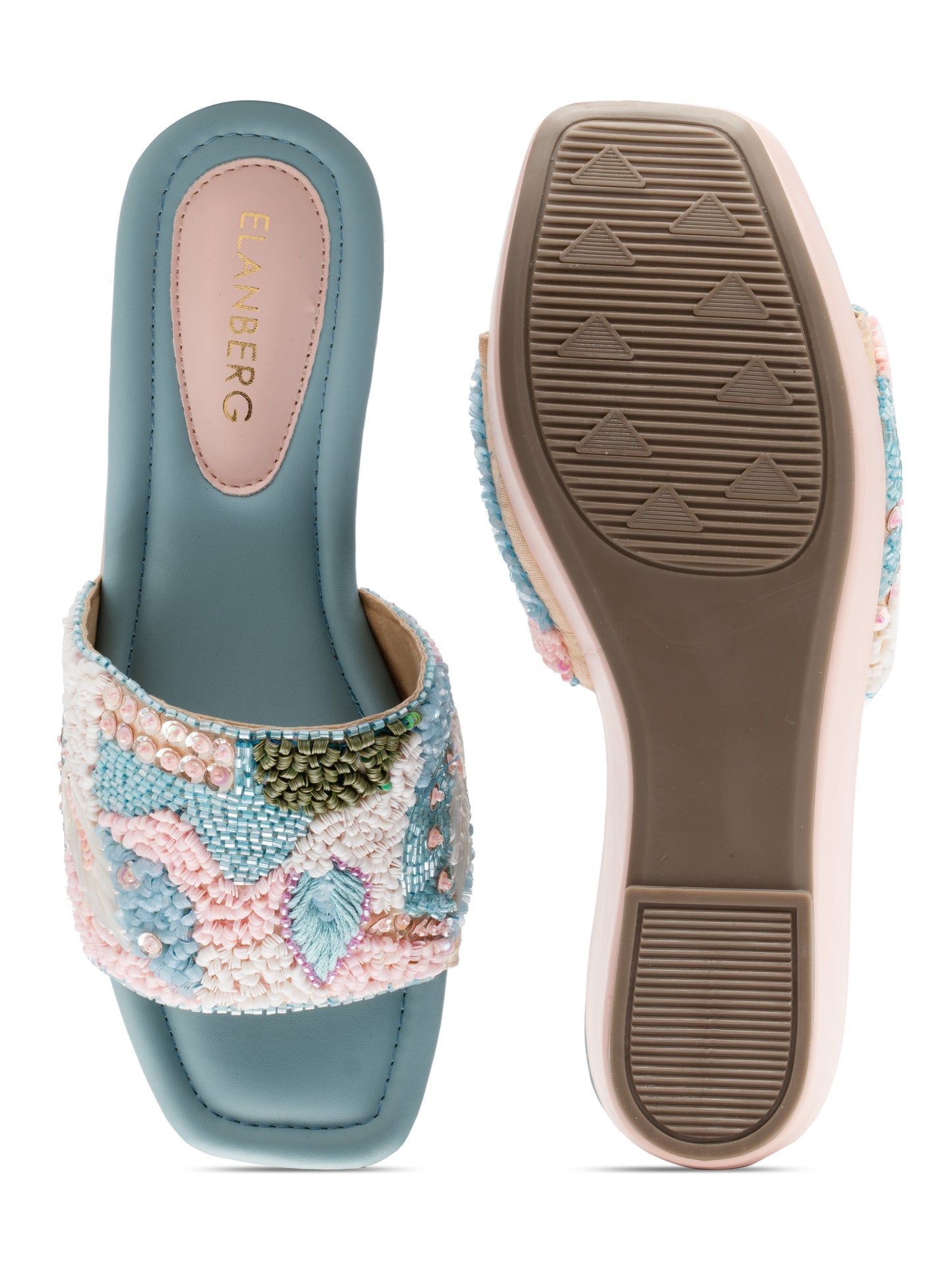 Celestia - Pastel Embroidered Wedge Heels (Pink & Powder Blue)
