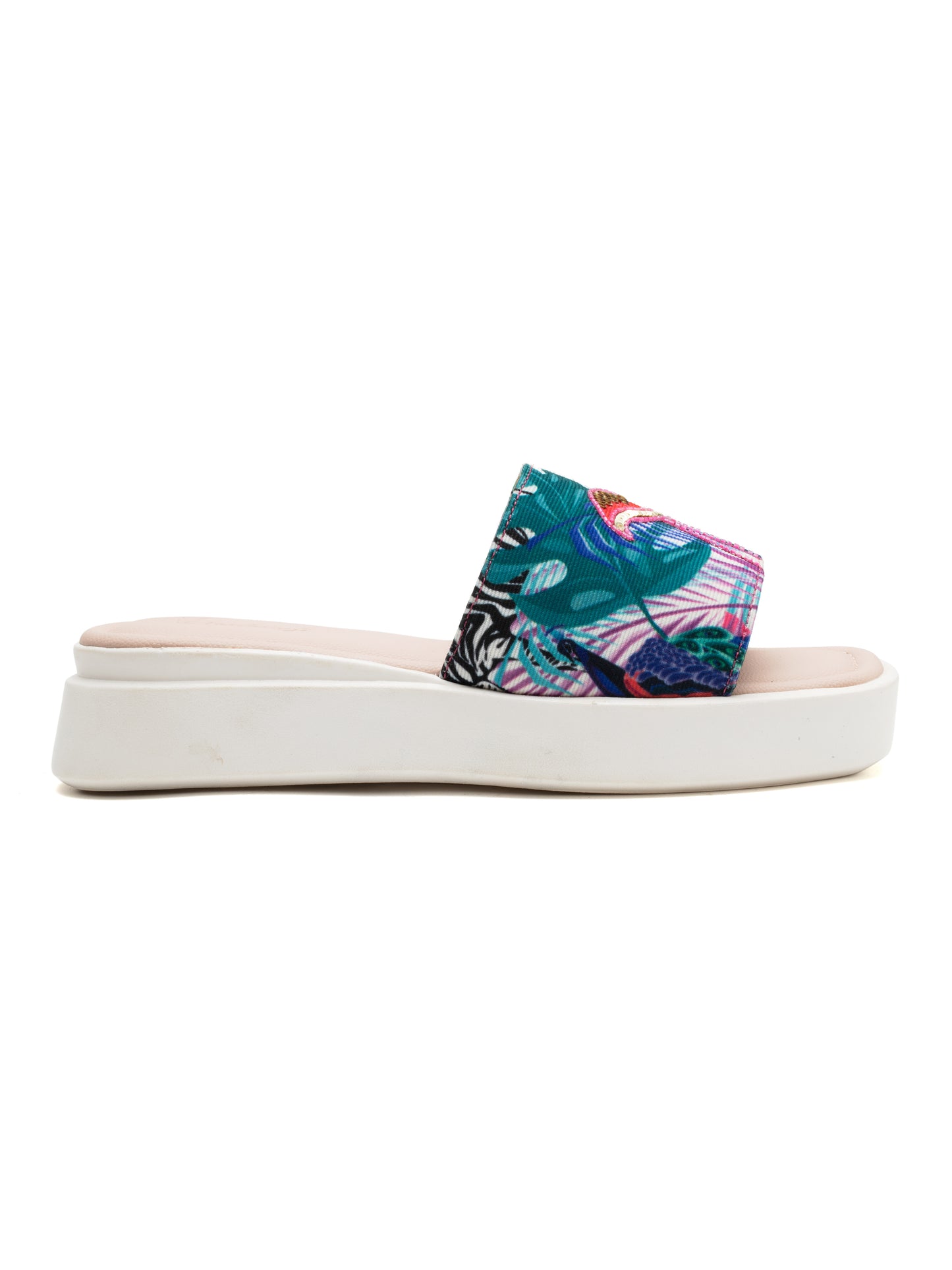 Tropiva - Tropical Print Platform Slides (Flamingo Edition)
