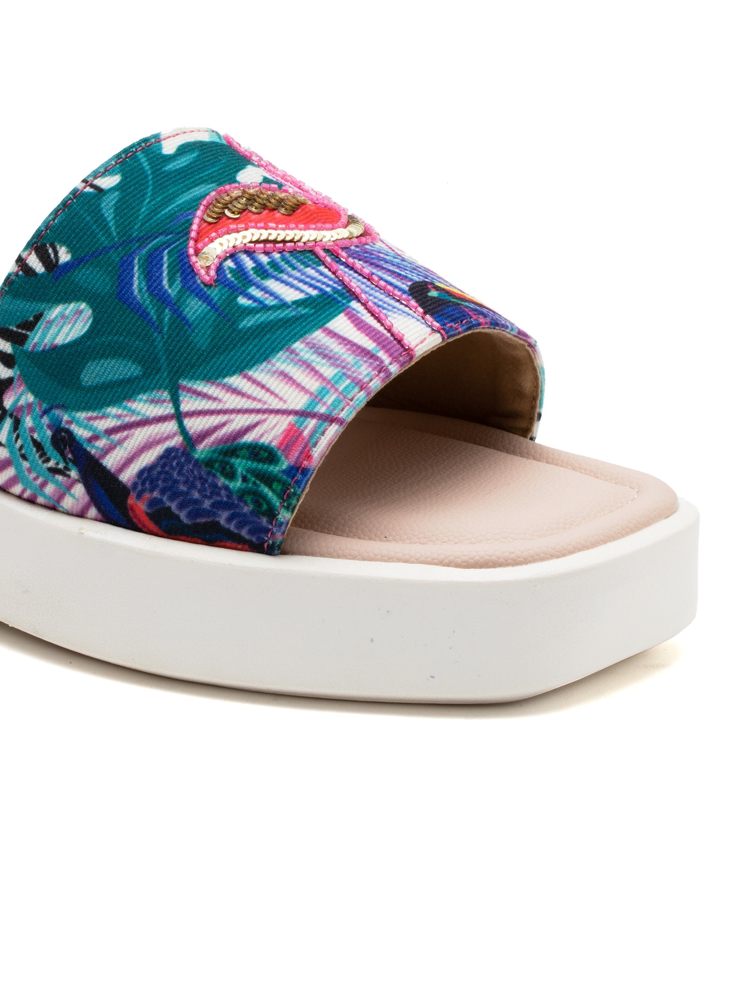 Tropiva - Tropical Print Platform Slides (Flamingo Edition)