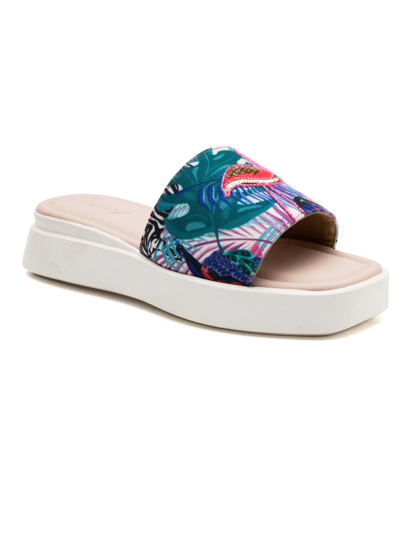 Tropiva - Tropical Print Platform Slides (Flamingo Edition)