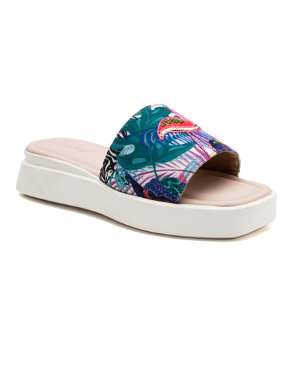 Tropiva - Tropical Print Platform Slides (Flamingo Edition)