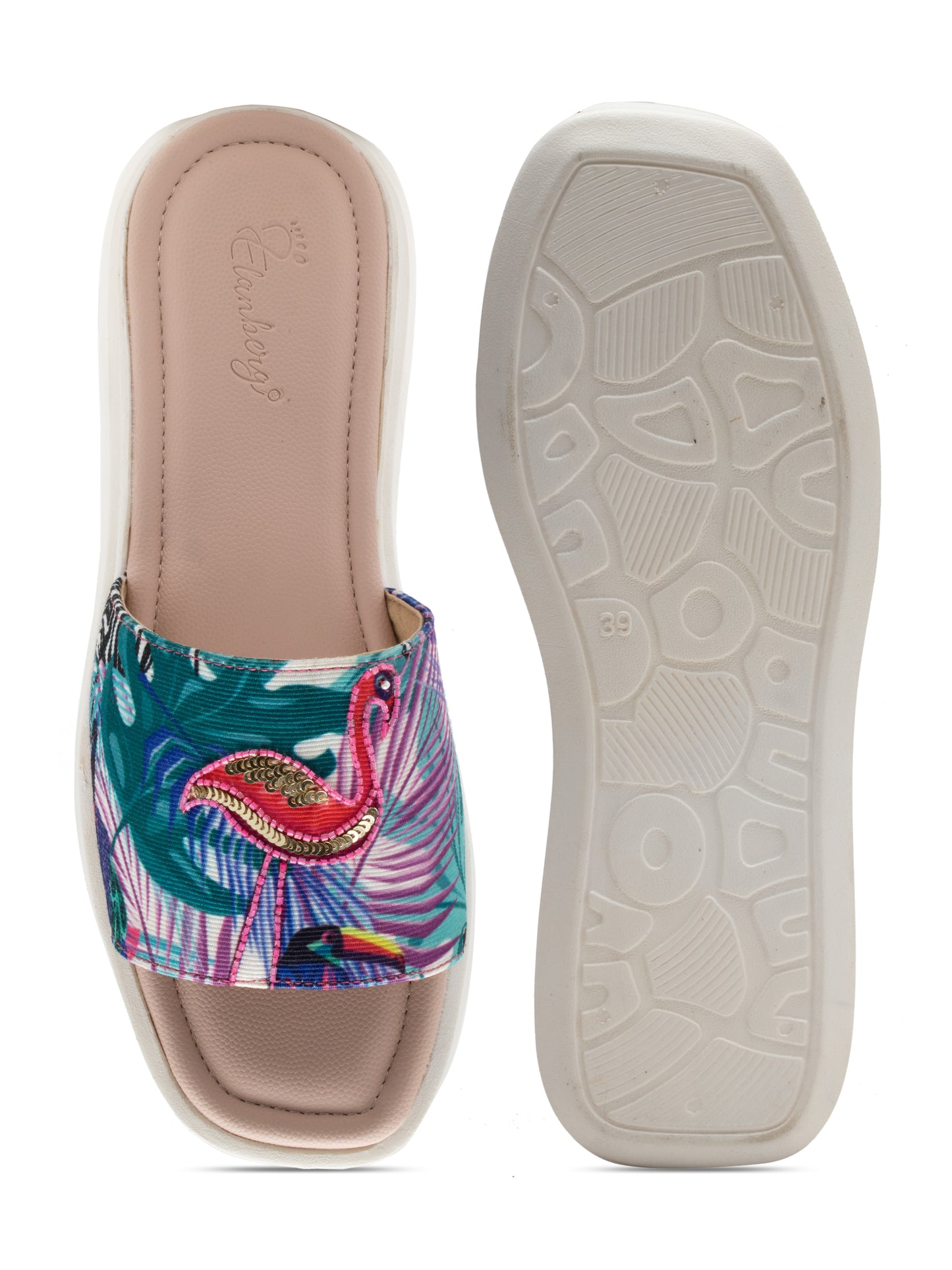 Tropiva - Tropical Print Platform Slides (Flamingo Edition)