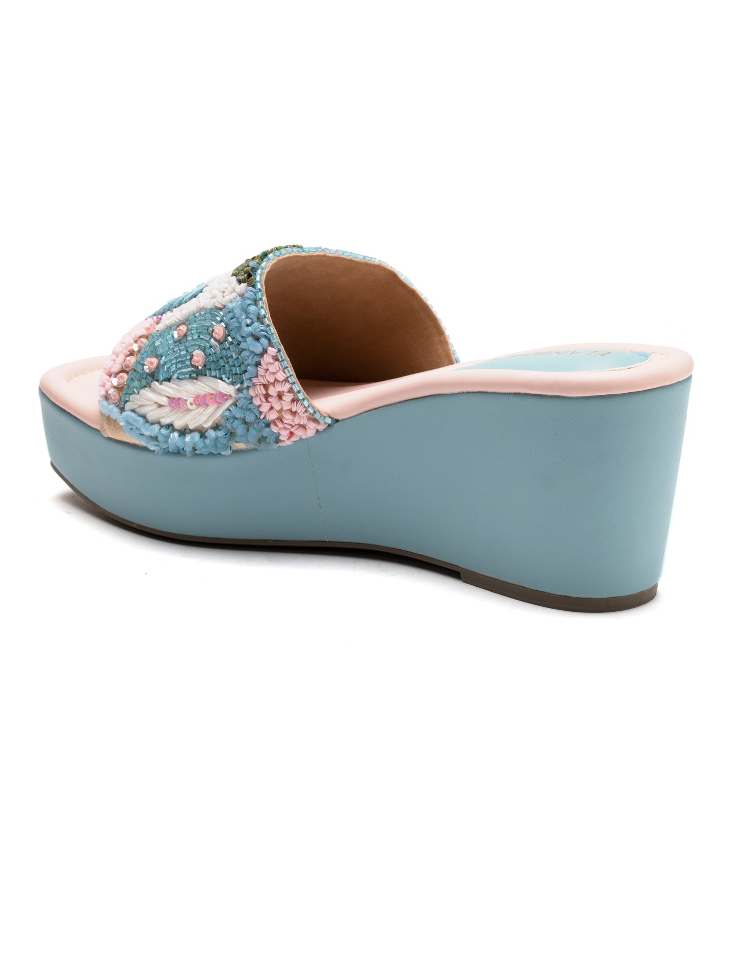 Aurelia - Pastel Embroidered Wedge Heels (Powder Blue & Pink)