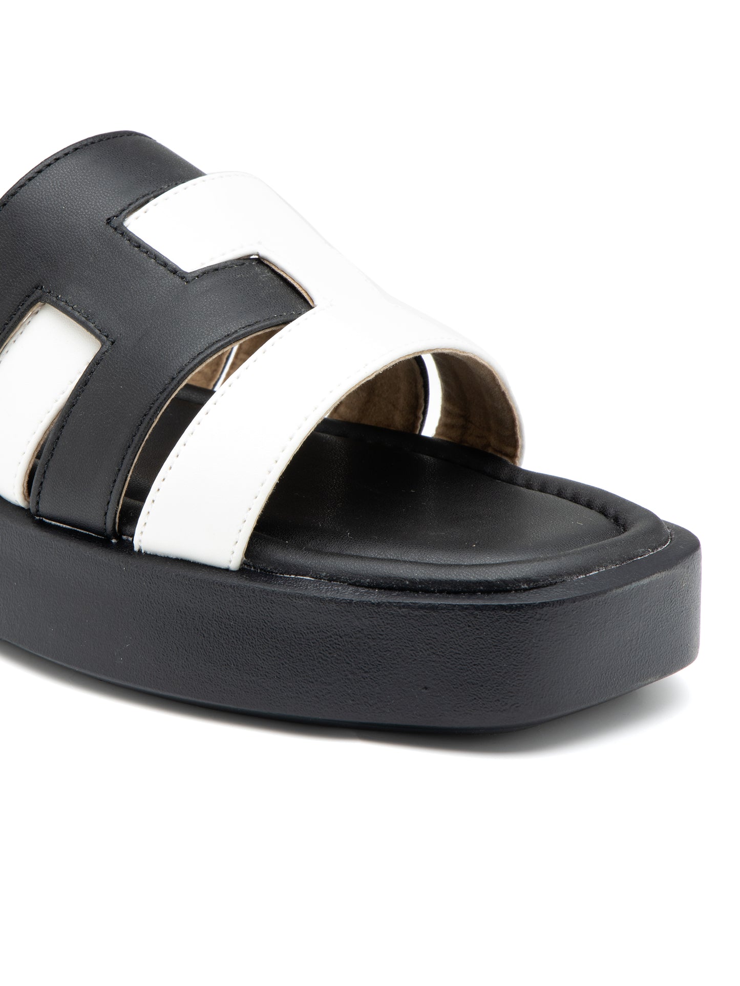 Onyxis - Women’s Black & White Dual-Tone Cut (Out Sliders)