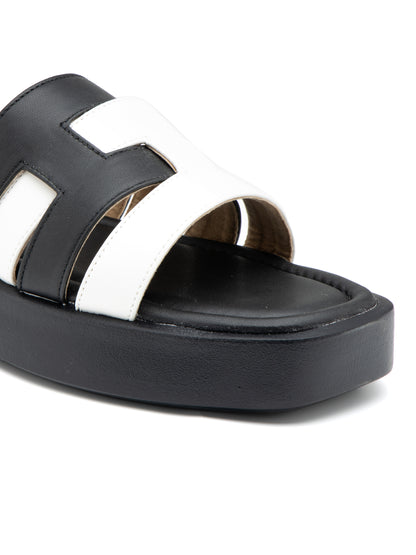 Onyxis - Women’s Black & White Dual-Tone Cut (Out Sliders)