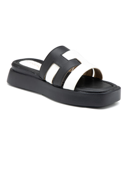 Onyxis - Women’s Black & White Dual-Tone Cut (Out Sliders)