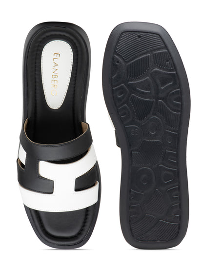Onyxis - Women’s Black & White Dual-Tone Cut (Out Sliders)