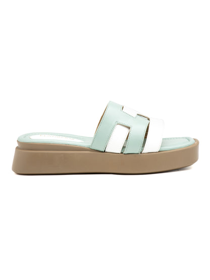 Virsea - Women’s Mint Green & White Dual-Tone Cut (Out Sliders)