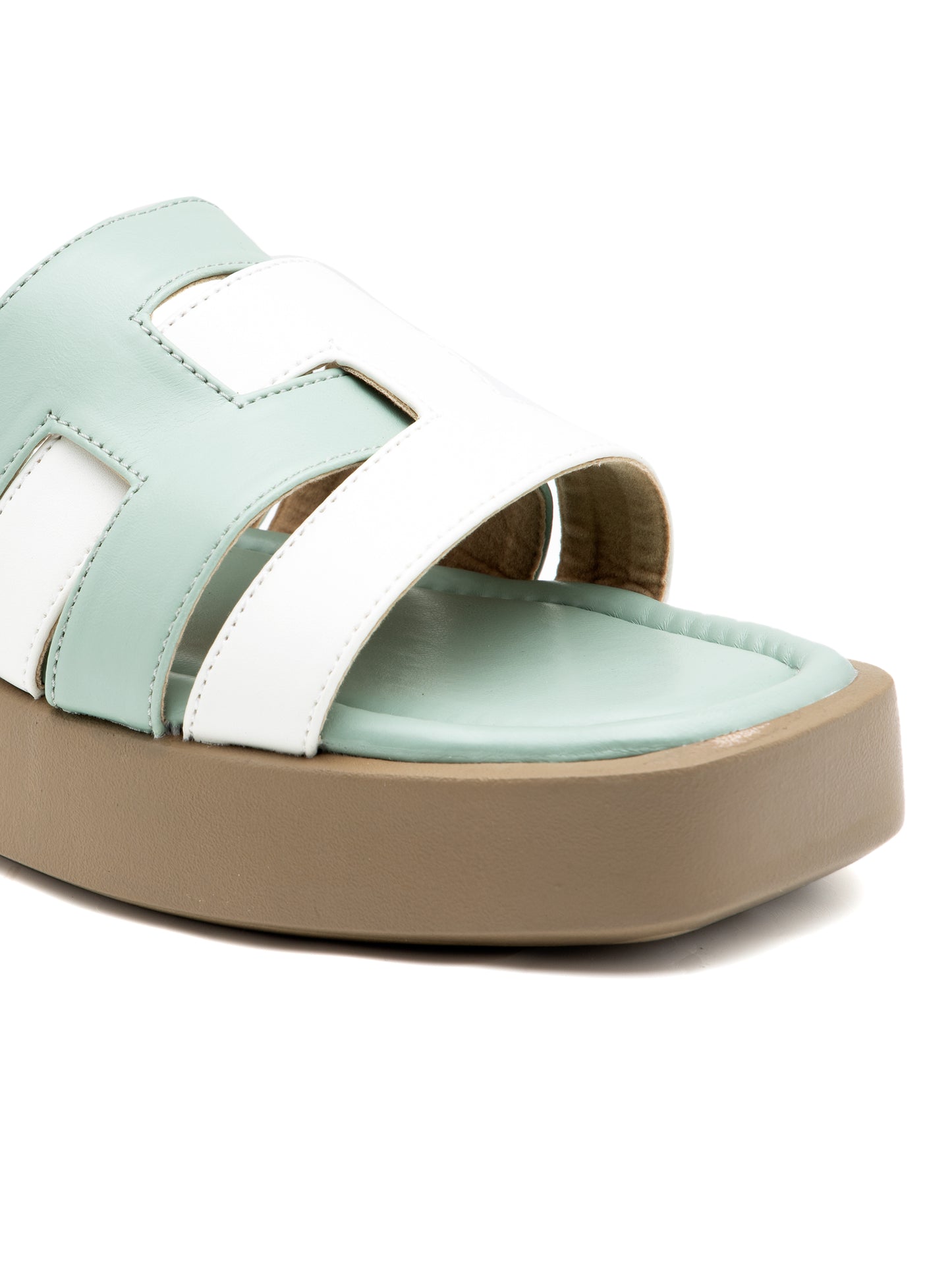 Virsea - Women’s Mint Green & White Dual-Tone Cut (Out Sliders)