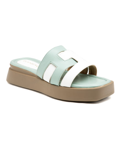 Virsea - Women’s Mint Green & White Dual-Tone Cut (Out Sliders)